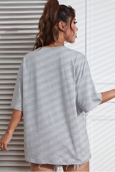 MODAGEN Μπλουζάκι Unisex Grey Crew Neck Oversize Emoji printed T-shirt