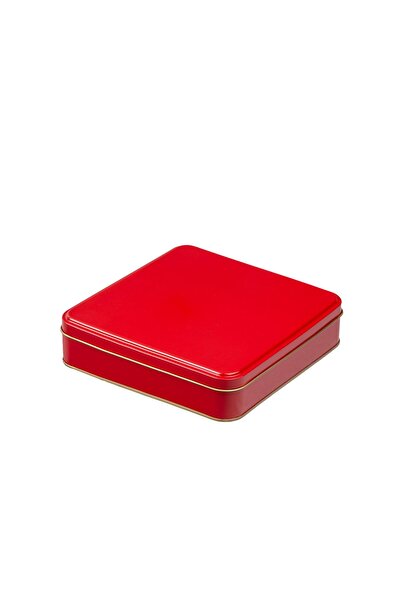 Genel Markalar Kırmızı Metal Kutu 19,2x19,2x4,5 cm, şık ve kullanışlı depolam...