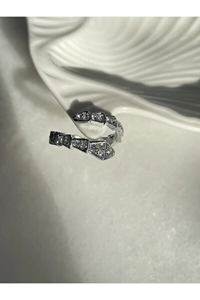 AURRARİ خاتم فضي اللون على شكل ثعبان قابل للتعديل حصريًا