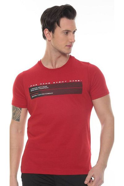 FORE SPORT Tricou cu imprimeu roșu One Nine pentru bărbați