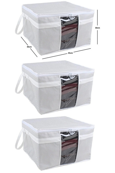 ESTİ 3 Adet - Pencereli Kazak Kıyafet Hurcu 45 X 40 X 30 Cm - 3 Adet