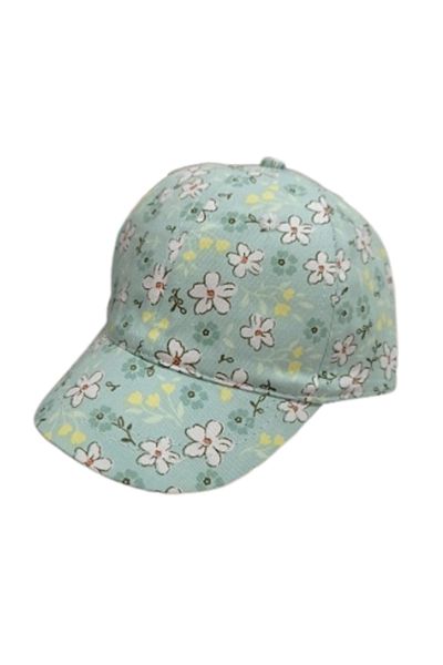 Kitti KITTI BABY GIRL & KIDS GREEN FLOWERY CAP HAT 0-18 MONTHS HEAD CIRCLE 44-46 cm