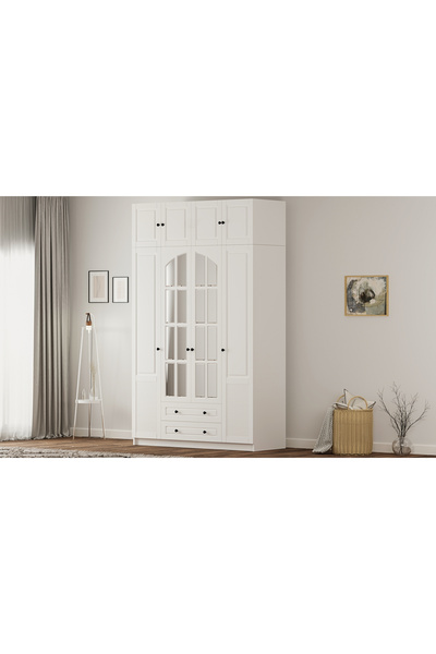 Rabi İzel Country 4 Kapak 2 Çekmece Yüklüklü Mega Gardırop