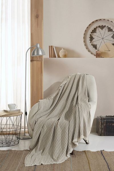 Lux Touch Vera Mustard Μονός Καναπές Κάλυμμα Πολυθρόνας Σάλι 150 Χ 200 εκ. Τηλεόραση Κουβέρτα Βαμβακερή
