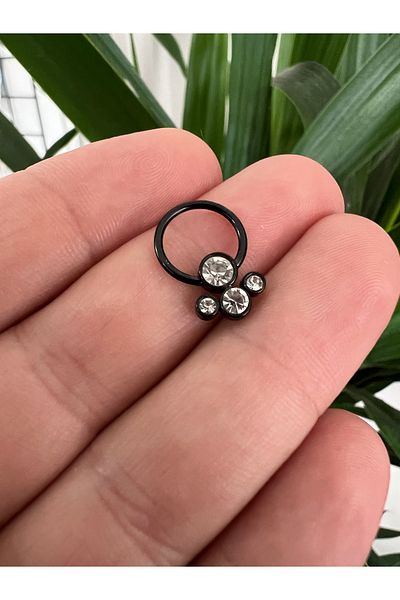 Karınca Piercing Cat Dog Paw Jewelled Black Ear Helix Septum Hoop Piercing Earrings