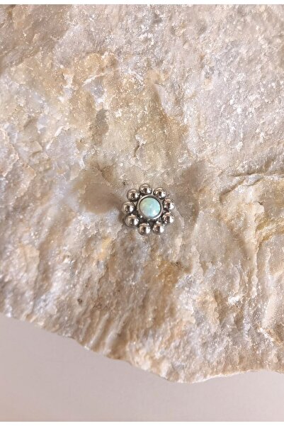 Bylin %100 Hakkiki Opal Taşlı Titanyum Dermal Piercing -Taş Çapı 4mm-1 adet