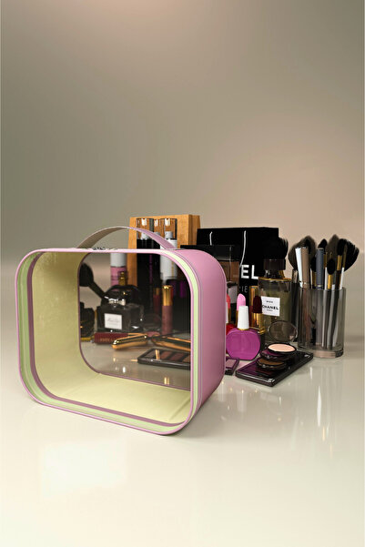 Palwin Şeffaf Deri Makyaj Çantası Aksesuar Takı Düzenleyici Organizer | Kozmetik Seyahat Bakım Çantası