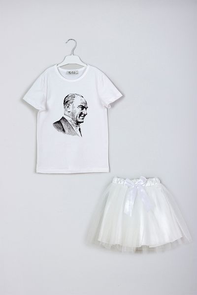 MYADA Set combinat de tricou cu fustă imprimată Ataturk, cărbune, sezon nou
