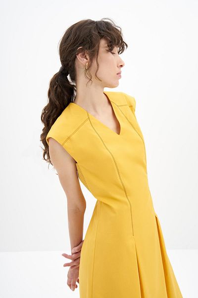 BİRELİN Koton Blended Dress Yellow