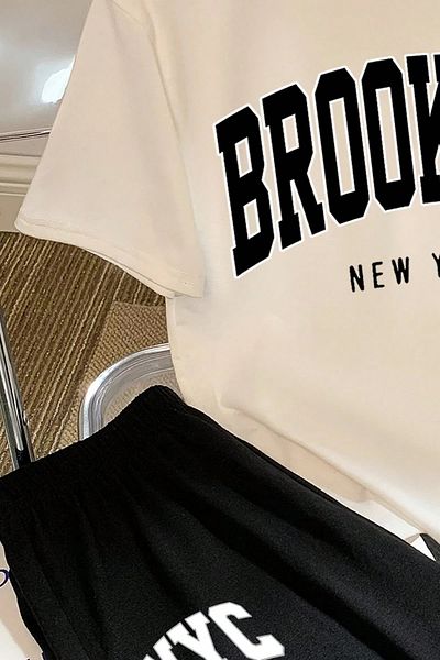 MODAGEN Unisex Brooklyn εμπριμέ μπλουζάκι και σορτς σετ 2 τμχ