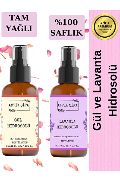 Antik Şifa %100 Doğal Gül Suyu Ve Lavanta Suyu - 2li Hidrosol Seti (2x100ml)