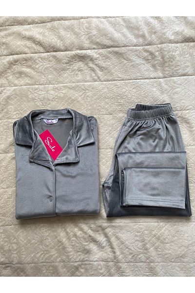 Sude Velvet, BUTTONED Pajamas Set