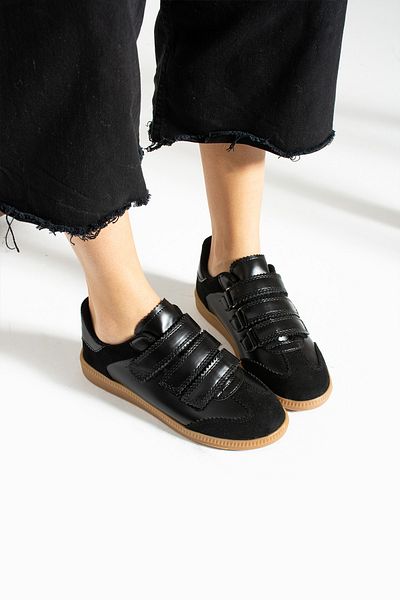 İnan Ayakkabı Pantofi sport și pantofi sport pentru femei de culoare neagră (3,5 cm)
