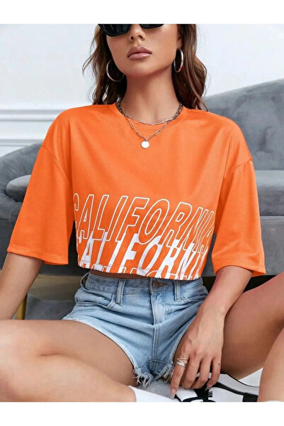 npLStore Жіночий оверсайз кроп-футболка з принтом Каліфорнія