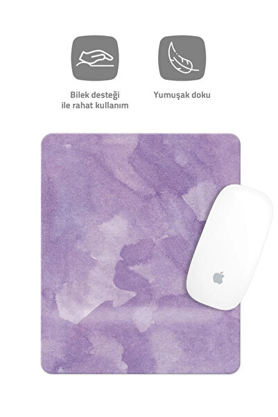 HobiShop Mor Desenli Bilek Destekli Dikdörtgen Mouse Pad Mouse Altlığı.
