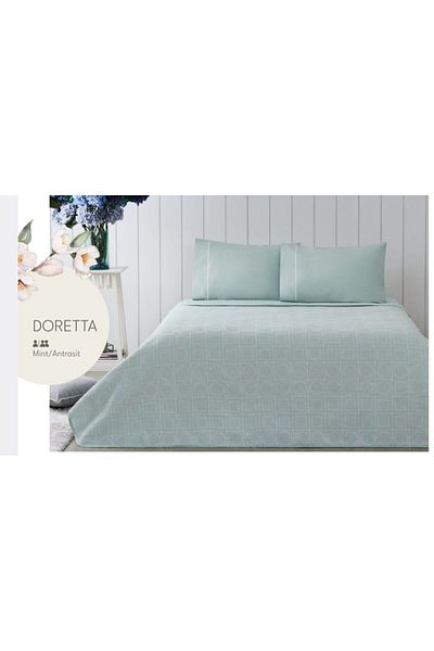 Taç CROWN JACQUARD DOUBLE PERSONAL PİKE SET DORETTA MİNT