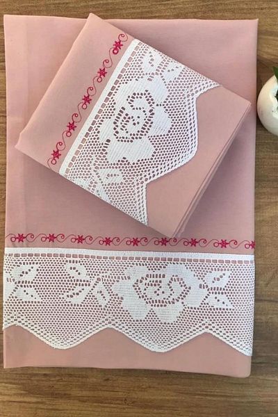 Modares Store Rose Lace Piccolo Double Pillow Case Powder 50x70