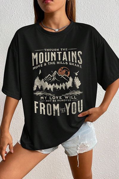 MODAGEN Women's Black Mountains Printed T-Shirt