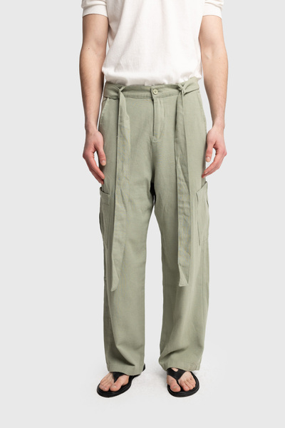 GIESTO GABARDIN LINEN PANT WITH BIRD DETAIL