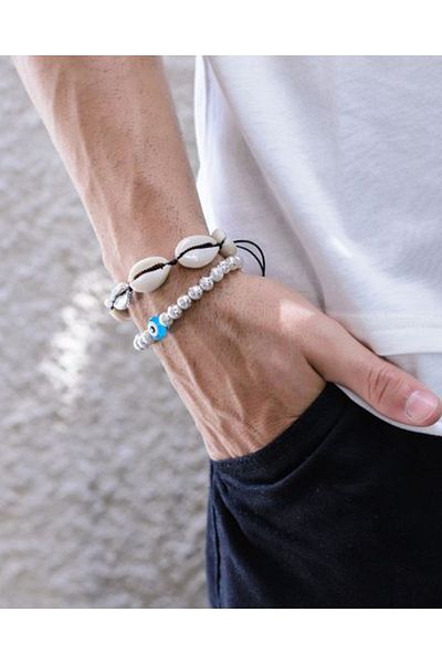 M Miel Men's Pearl Seashell Bracelet