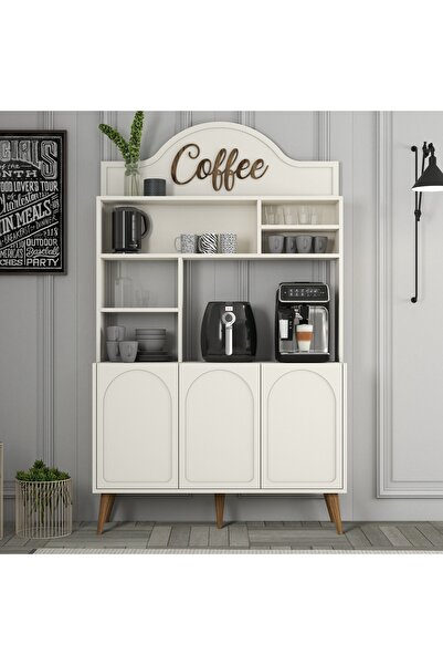 Variant Mobilya Lyon Kahve Köşesi Çok Amaçlı Dolap V101 - Krem / Ceviz