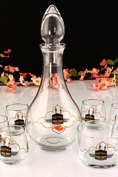 Bilenler Kabe Desenli 8 Parça Zemzem ve Şerbet Takımı