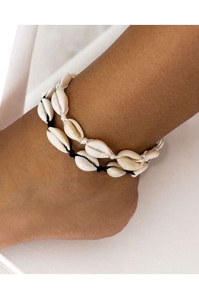 M Miel Women's Seashell Double Combination Anklet