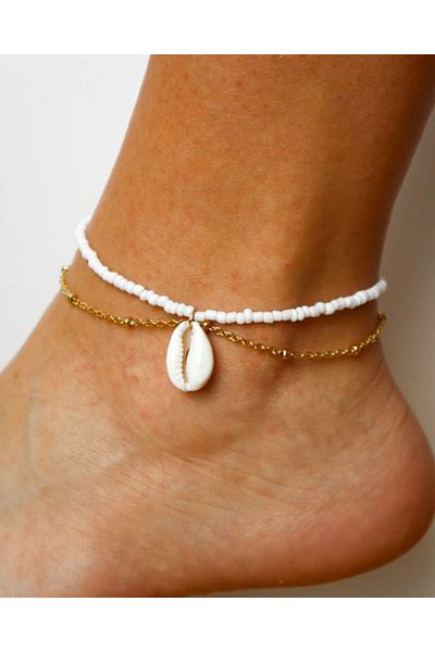 M Miel Women's Bead Chain Double Combination Anklet