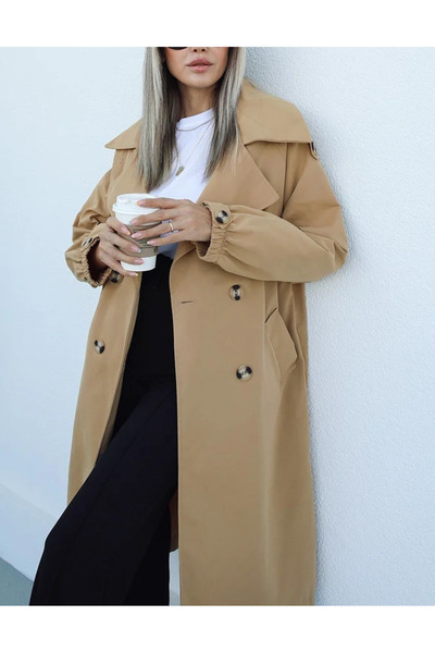 My Blog Dámský trenčkot s velbloudím rukávem s detaily