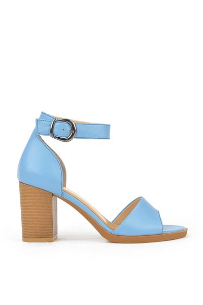 Ziya Pantofi cu toc de damă din piele naturală - albastru denim 1411003 z301