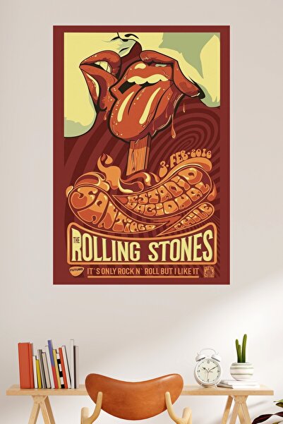 LİPYOS Ρετρό αφίσα από ξύλο MDF 3 mm με θέμα το Rolling Stones