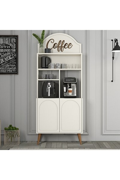 Variant Mobilya Lyon Kahve Köşesi Çok Amaçlı Dolap 80cm - Krem / Ceviz