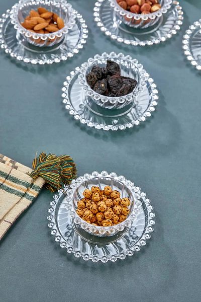 Bastonlu 12 Pieces Bead Snack Bowl Sugar Bowl and Jam Set for 6 People - Bead Snack Bowl Set