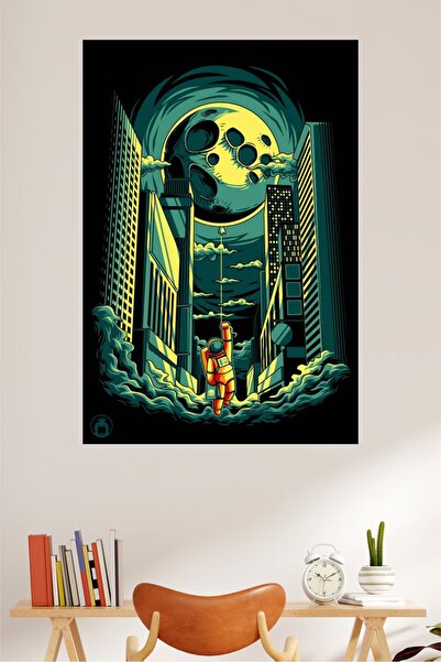 LİPYOS Ρετρό αφίσα από ξύλο MDF 3 mm με θέμα το διάστημα και τον αστροναύτη