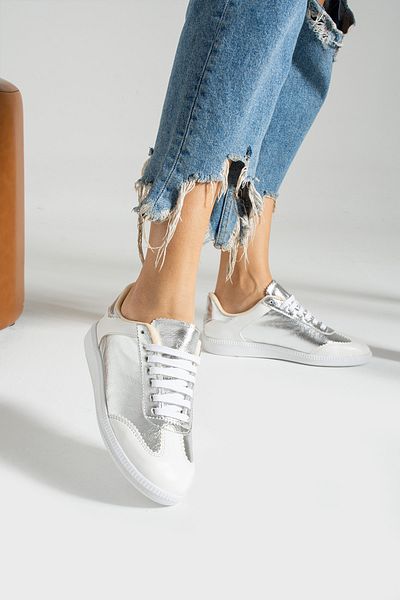 İnan Ayakkabı Adidași și pantofi sport pentru femei, albi/gri (3,5 cm)