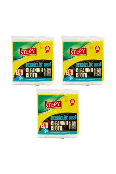 STEPY Black 3-Piece Yellow Cleaning Cloth 35x35 cm x 3 Pack = 9 Pieces