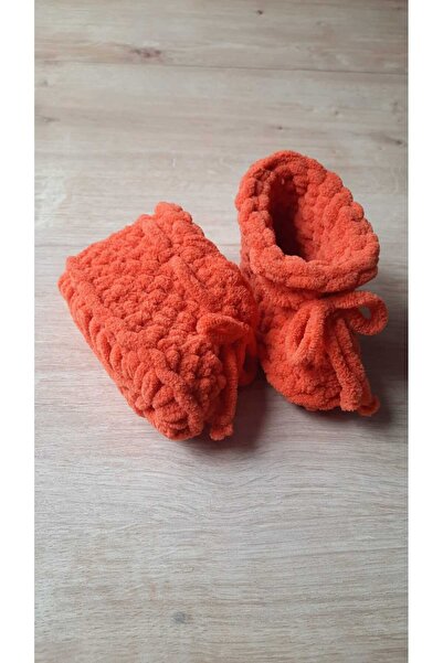 Alize Puffy El Örgüsü Bebek Patiği 0-12 Ay Uyumlu Turuncu Renk
