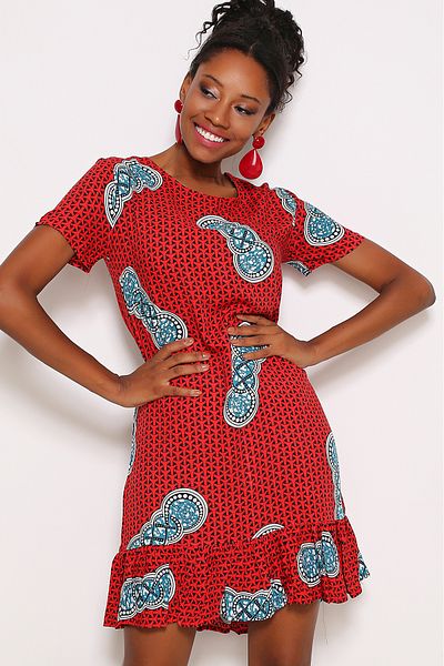AVORWE Crew Neck Short Sleeve Skirt Ruffle Midi Dress