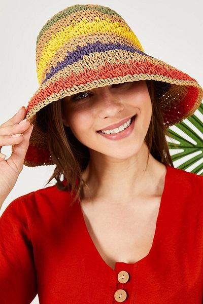 BALIENTE Ecru-Beige Braided Straw Women's Hat