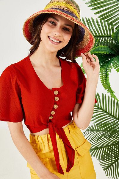 MARBERRY Ecru-Beige Braided Straw Women's Hat