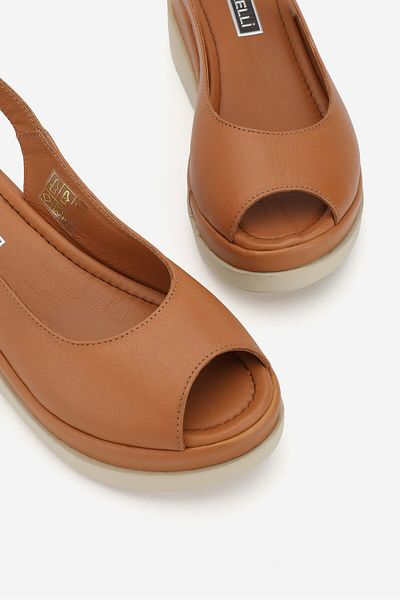 TUNAELLİ SANDALE CU TOC CU PANĂ TABAN TABAN PIELE NATURALĂ