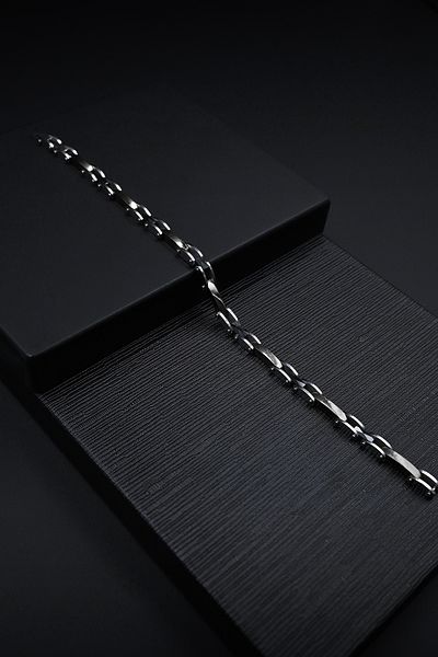 FERRO Black and Silver Steel Men's Bracelet FRJ10034A-J