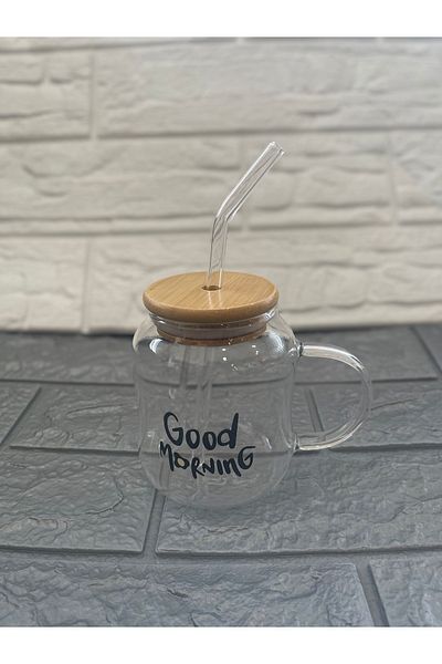 MİMOZA PARK 300 ML Handled Good Morning Presentation Cup with Bamboo Lid and Straw Pinterest Cup