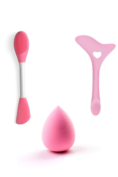 Welta Çift Taraflı Yüz Maskesi Peeling Fırçası, Eyeliner Maskara Çekme Aparatı Ve Makyaj Süngeri Üçlü Set