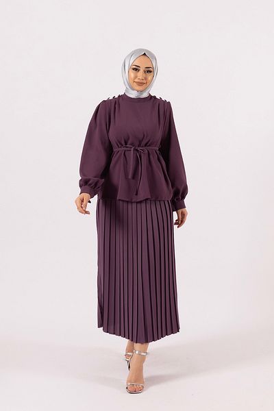Stilife Skirt Pleated Set Purple