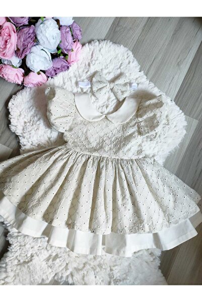 RENGARENK Girl's Scallop Dress with Collar Detail