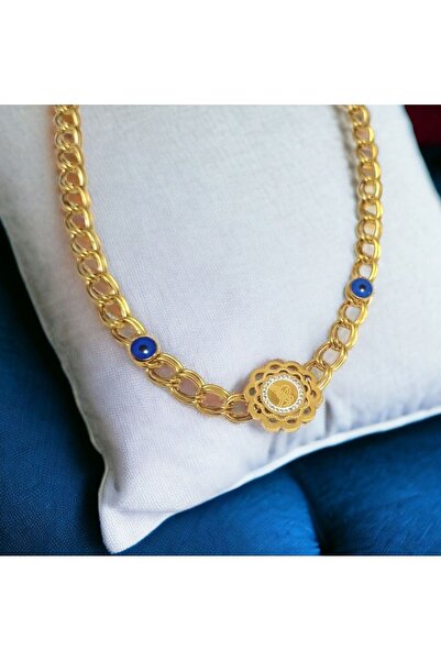 AKSESUARIM kadın zirkon taşlı tuğralı çelik kolye