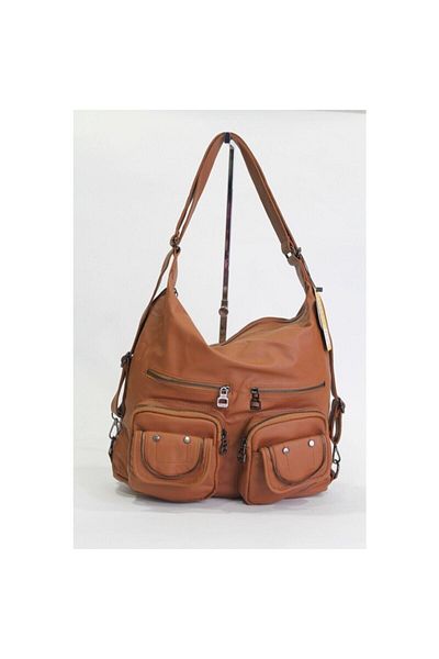 MEGA ÇANTA Γυναικείο Mega Women Wash Faux Leather Shoulder And Backpack
