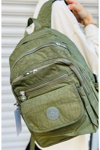 Çanta Trend Σχολική τσάντα Mega Size Khaki Unisex με ρυθμιζόμενο ορθοπεδικό λουράκι και θήκη φορητού υπολογιστή με 9 διαμερίσματα