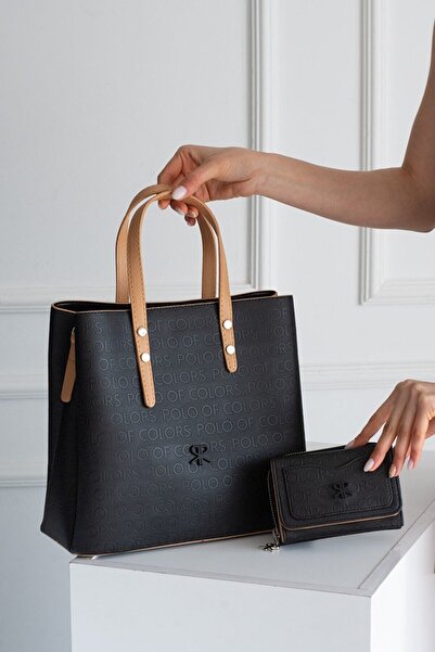 Polo Of Colors مجموعة محفظة نسائية كبيرة الحجم من الجلد الصناعي مع حزام كتف ط...